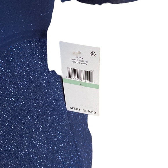 SLNY Sheath Dress Embellished Sparkly Navy Size 8 New - Picture 5 of 5